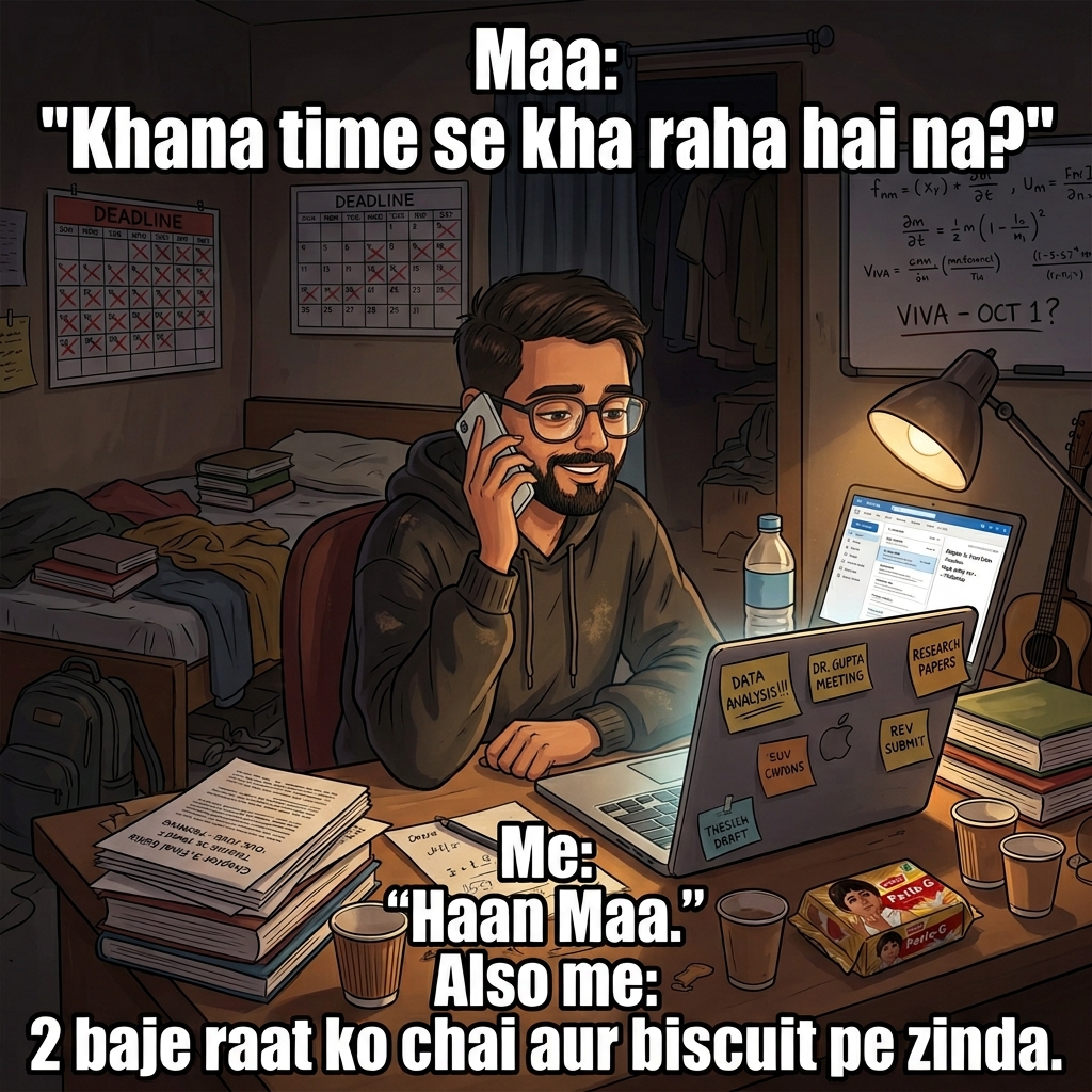 Chai and Biscuits at 2 AM: The emergency meal plan for thesis writing nights.